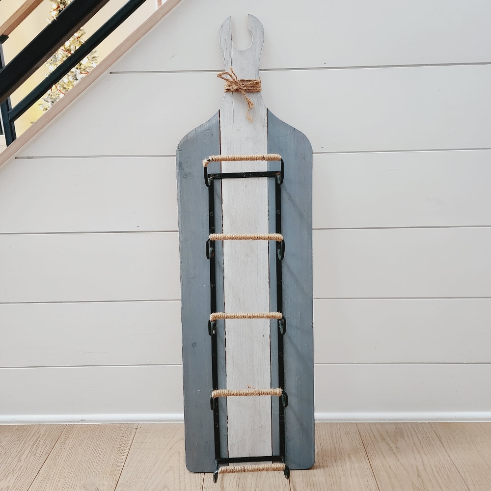 Rustic wooden wine rack/ towel rack beach theme